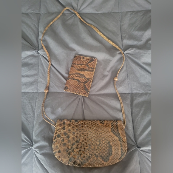 Handbags - Vintage Authentic Snakeskin Crossbody Bag & Matching Wallet